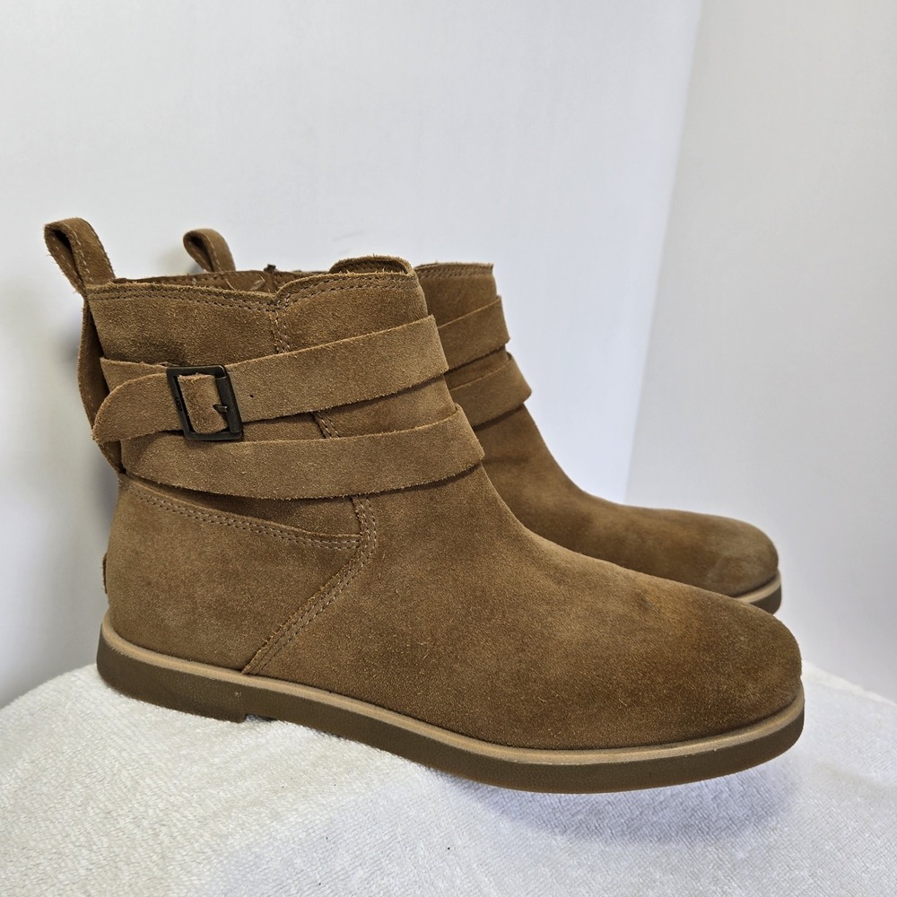 UGG Women's Josefene Straps Buckle Boot Chestnut Brown Suede Zip Bootie Size 10